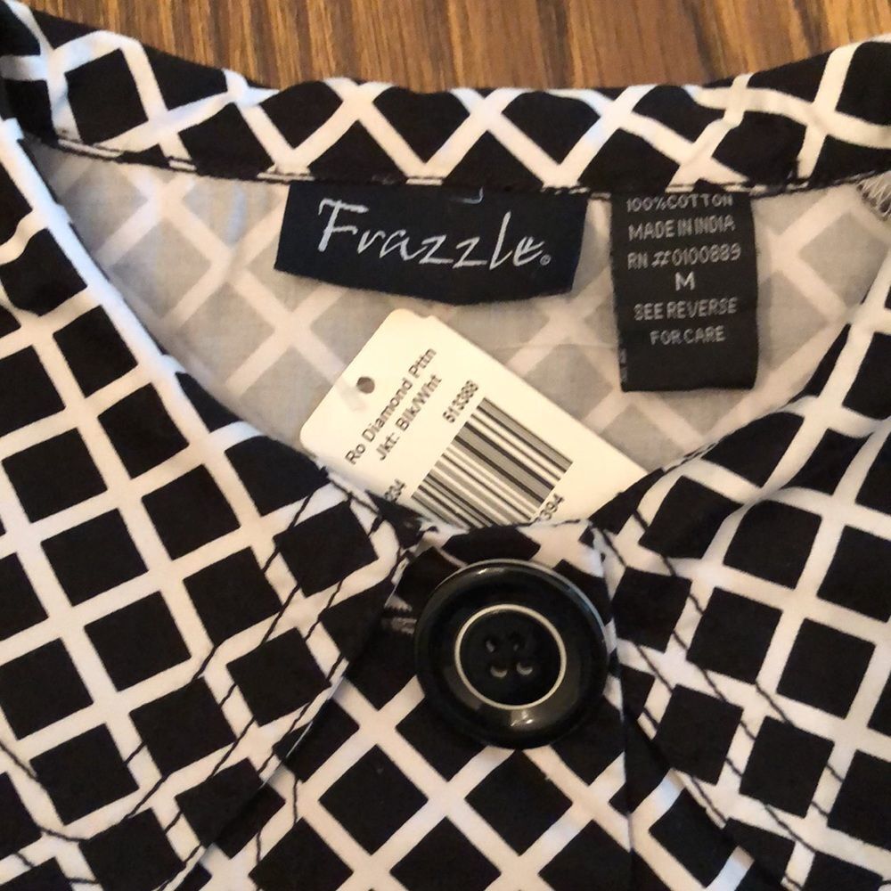 Frazzle black and white diamond print jacket, NWT - Picture 4 of 5